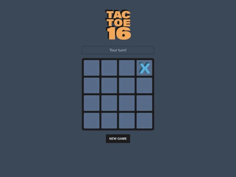 TacToe16’s 4×4 game board